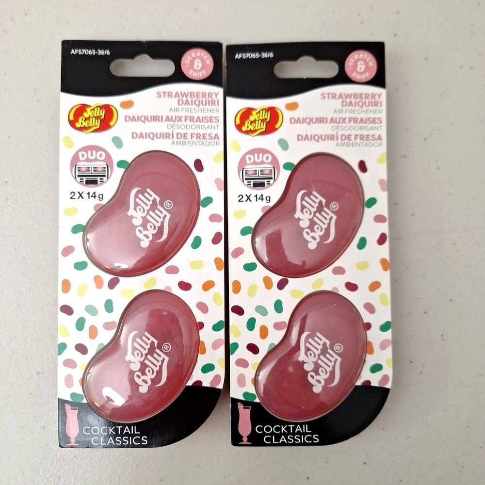 2 Packs Jelly Belly STRAWBERRY DAIQUIRI Scratch & Sniff Car Vent Air Fresheners